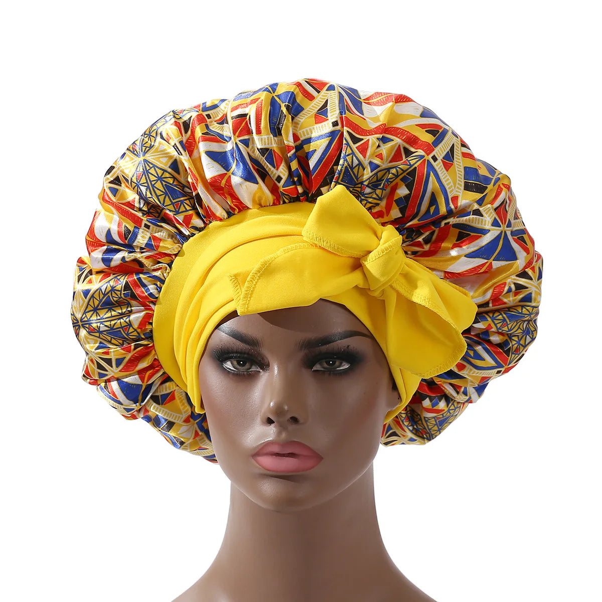 Extra Large Satin Bonnet Long Tail African Style Print Bonnets for Women Shower Cap Womans Hats Hair Bonnet for Sleeping