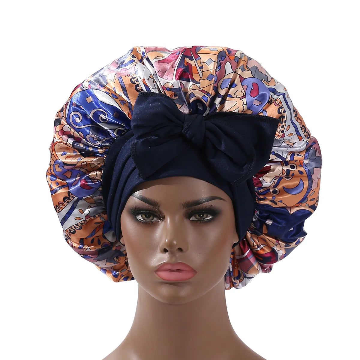 Extra Large Satin Bonnet Long Tail African Style Print Bonnets for Women Shower Cap Womans Hats Hair Bonnet for Sleeping