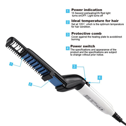 Beard Straightener For Men Heating Comb Hair Straightener Quick  Beard Comb Straight Curling Electric Hot Beard Styling Brush