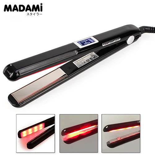 Hair Straightener Infrared and Ultrasonic Profession Cold Hair Care Iron Treatment for Frizzy Dry Recovers Damage Flat Irons