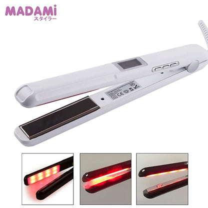 Hair Straightener Infrared and Ultrasonic Profession Cold Hair Care Iron Treatment for Frizzy Dry Recovers Damage Flat Irons