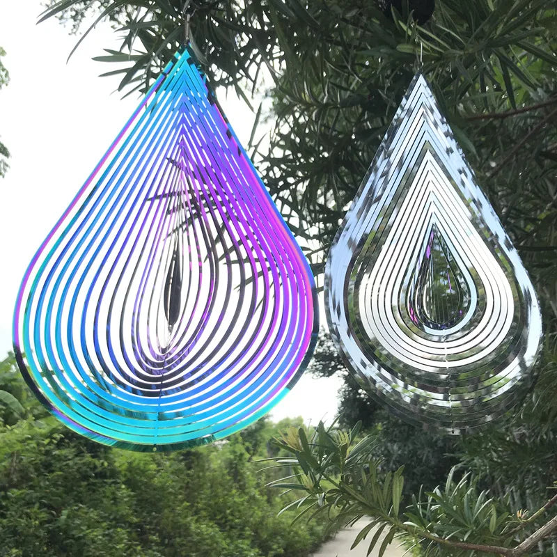 Wind Chimes Hanging Decorations Pendants For The House Rotating Windchimes Outdoor Garden Home Decor Metal Drip Wind Spinner