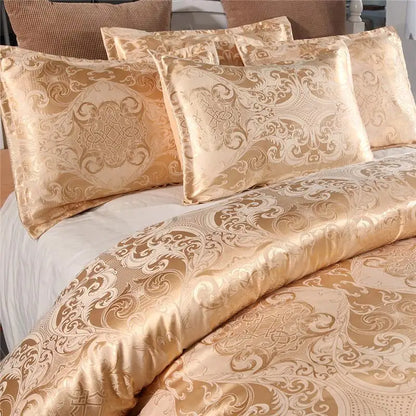 50  Bedding Set Queen King Size Duvet Cover Silky Bed Linens Quilt High Quality Luxury Gold Colour 2/3pcs Comforter