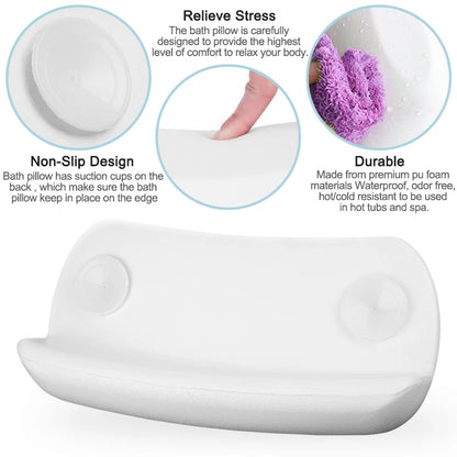 SPA Bath Pillow,Non-slip Bathtub Headrest Soft Waterproof Bath Pillows with Suction Cups Easy To Clean Bathroom Accessories