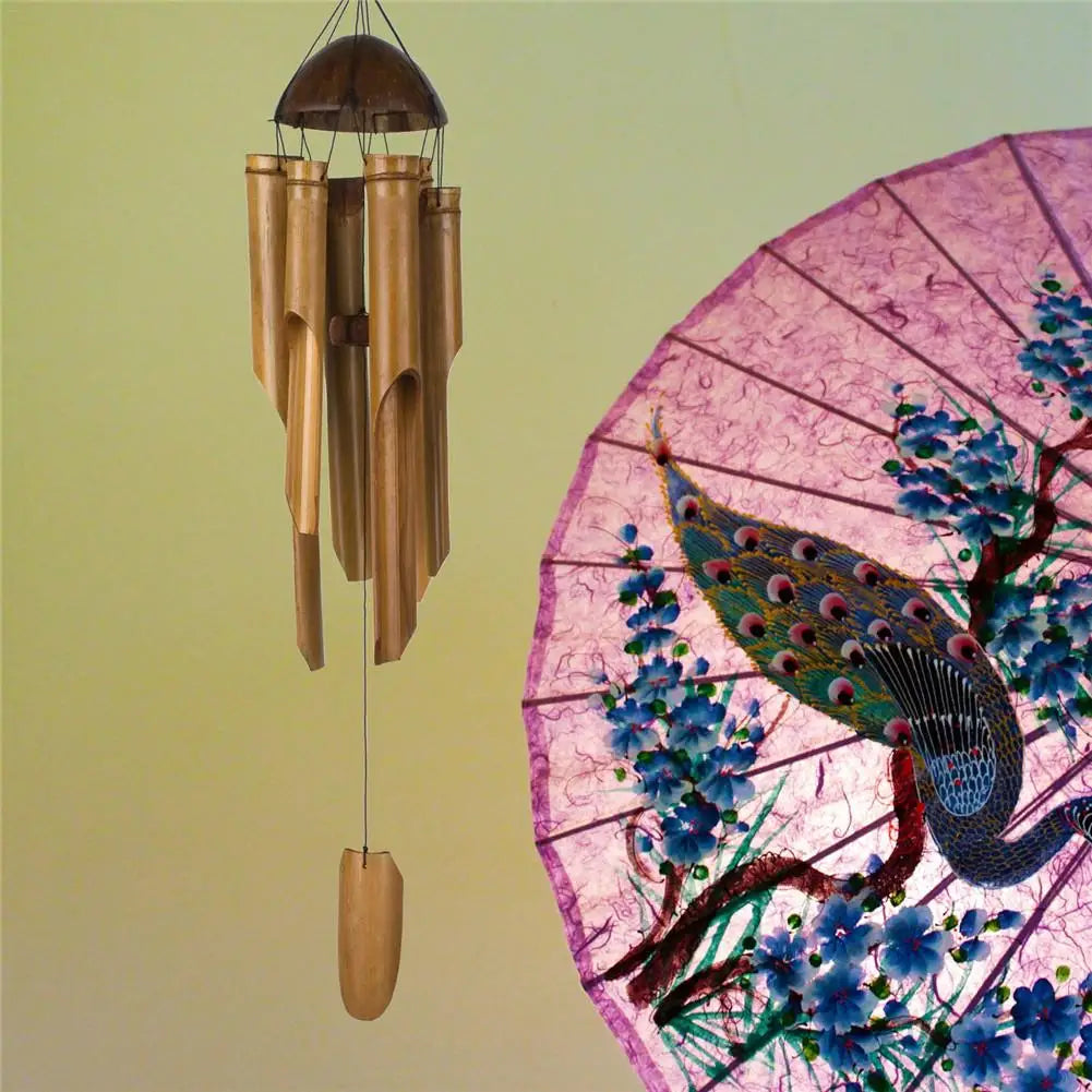 Bamboo Wind Chimes Bell Tube Wood Handmade Indoor Outdoor Wall Hanging Windchime Decor Crafts Ornaments For Garden Home