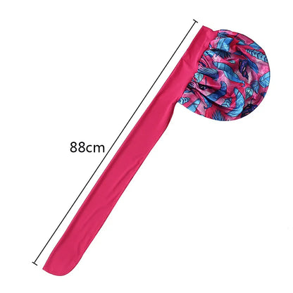Extra Large Satin Bonnet Long Tail African Style Print Bonnets for Women Shower Cap Womans Hats Hair Bonnet for Sleeping