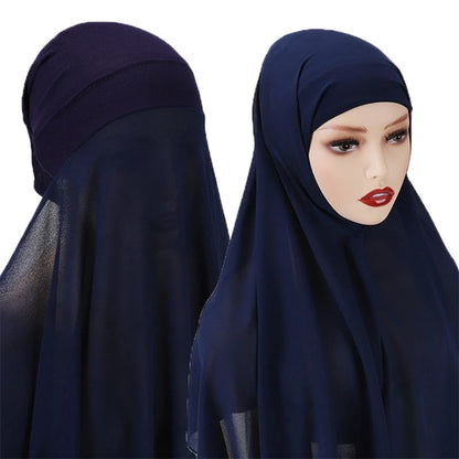 Stylish Muslim Women Bonnet with Rope Shawl Convenient Elastic Underscarf Islam Inner Hijab Cover Headwrap N58F