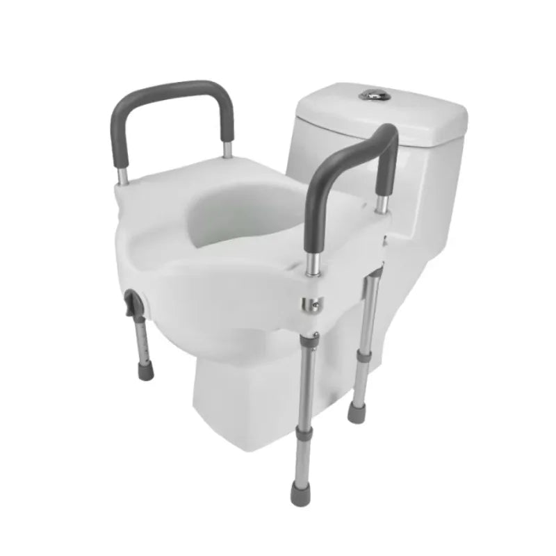 Elderly Care Products PE Durable Easily Self Assemble Fashion Design Firm Detachable Raised Toilet Seat with Armrest and Legs