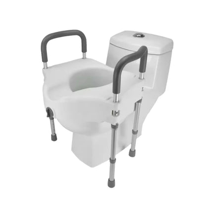 Elderly Care Products PE Durable Easily Self Assemble Fashion Design Firm Detachable Raised Toilet Seat with Armrest and Legs