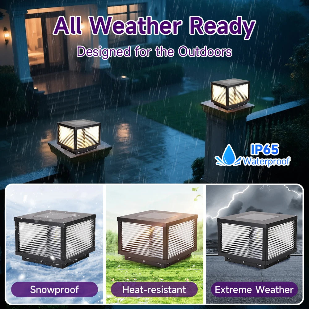 Outdoor solar lights Solar Post Light Waterproof LED Pillar Lamps Yard Decorative Lighting Column Automatic Weatherproof Design