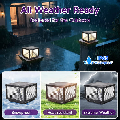 Outdoor solar lights Solar Post Light Waterproof LED Pillar Lamps Yard Decorative Lighting Column Automatic Weatherproof Design