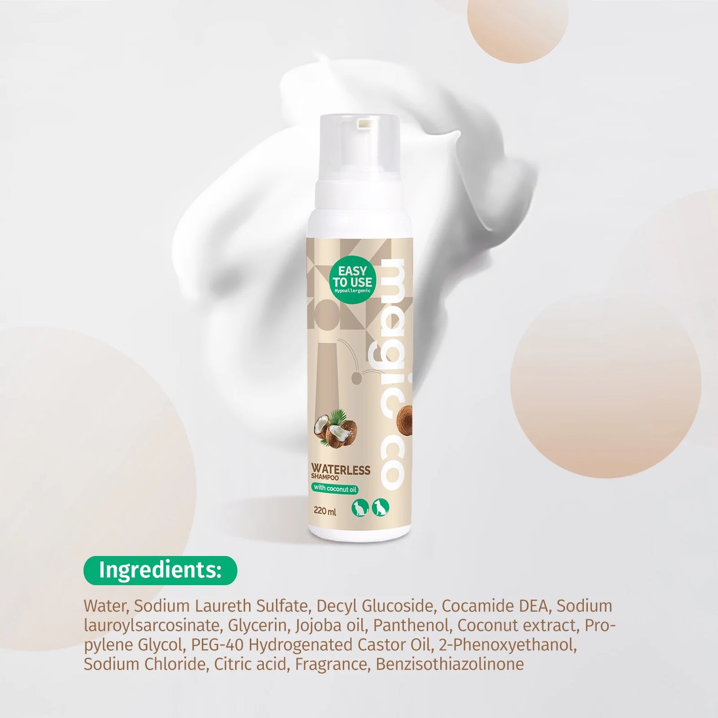 220ml Waterless Pet Shampoo No Rinse Dogs Cats Supplies Cleaning Conditioning Detangling & Moisturizing Shampoo for Dogs Cats