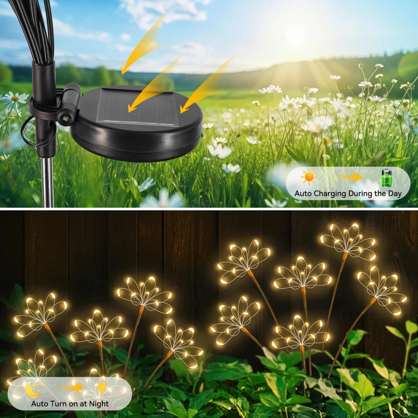 Solar Garden Lights Waterproof Solar Swaying Fairy Light Outdoor Waterproof Lamp for Yard Patio Walkway Wedding Christmas Decor