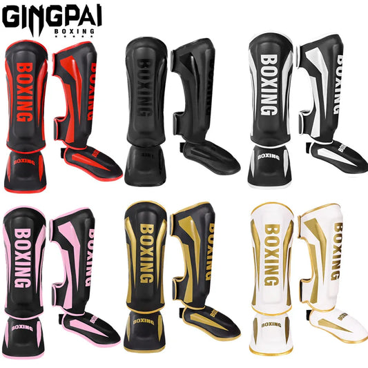 1 Pair High-Quality Boxing Shin Guards Ankle Protector MMA Muay Thai Training Leg Warmers Light Kicking Shin Pads Leg Guard