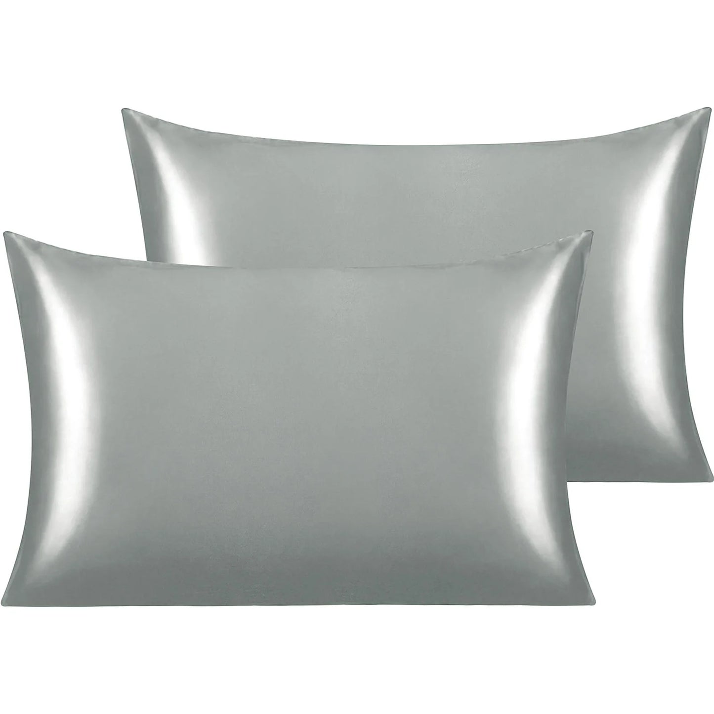 Satin Pillowcase for Hair and Skin Care Standard Queen Washable Pillow Covers Set of 2 with Envelope Closure Gifts for Women Men
