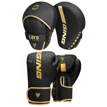 Boxing Pad and Glove Set,Curved Focal Target with Boxing Gloves,Suitable for MMA, Muay Thai,Taekwondo Martial Arts 4-14oz Choose