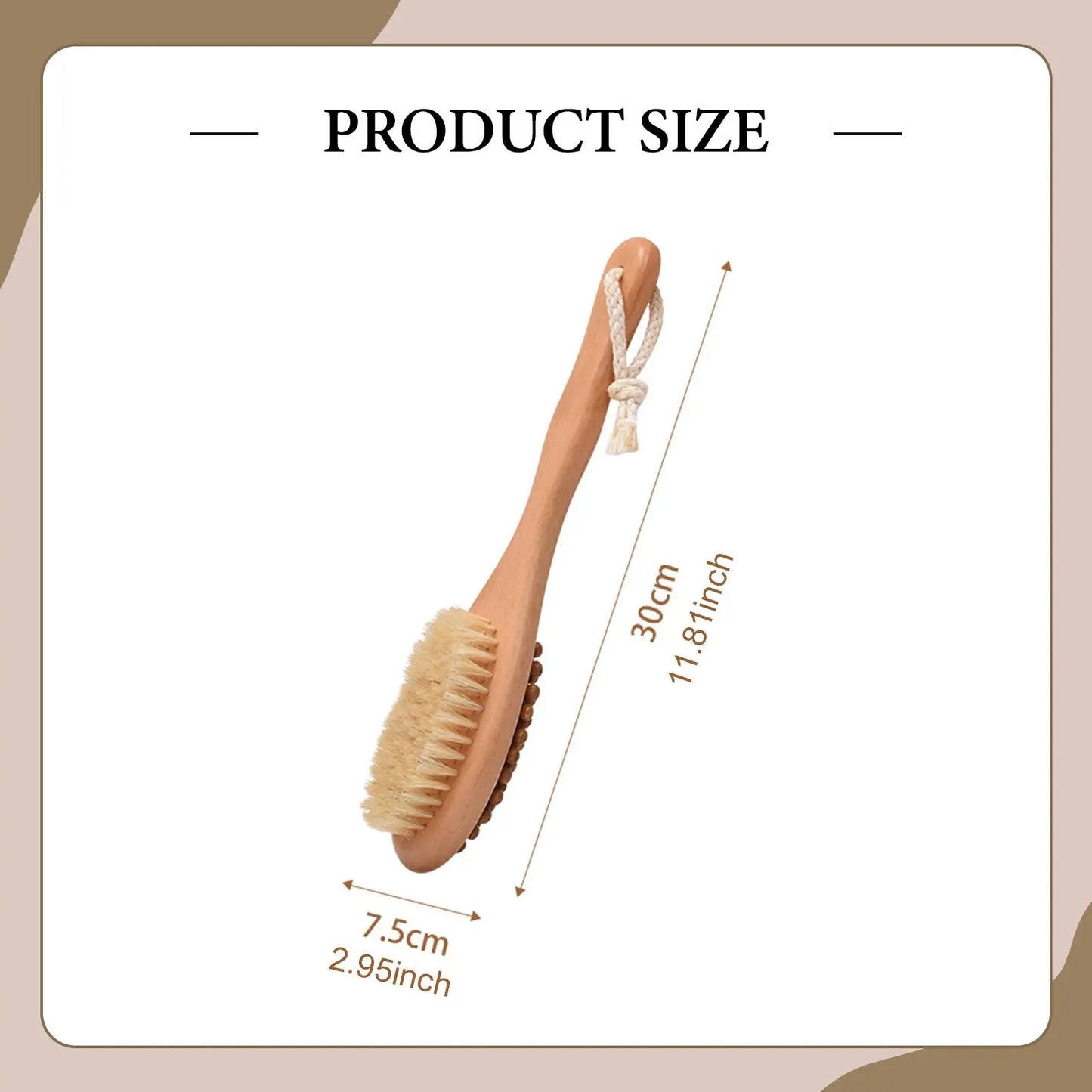 Dry Bath Body Brush Back Scrubber 2 in 1 Wooden Shower Brush