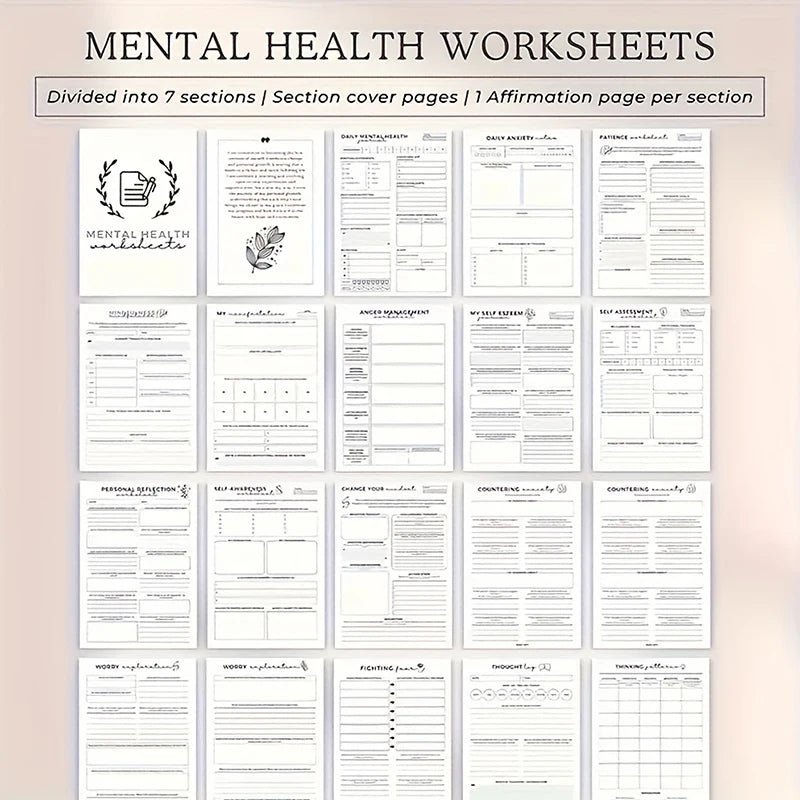 Mental Health Journal Anxiety & Guided Journal Self Care Journal To Practice Positive Thinking ADHD Planner With Mood Tracker -