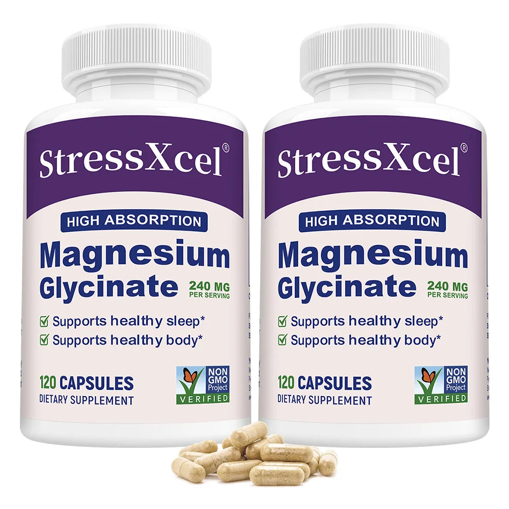 Magnesium Glycine Supplement with High Absorption Rate Supports Sleep, Muscle, Heart, Nerve Health, and Boosts Energy