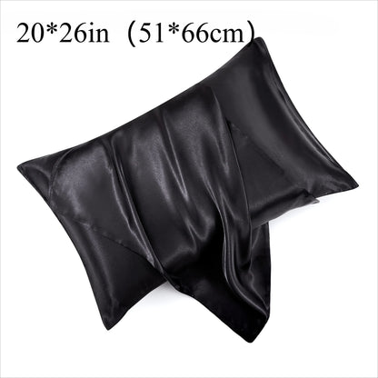1 Pair Satin Pillowcase - Anti-Allergy Breathable Bedding Polyester Satin with Envelope Closure Machine Washable & Skin-Friendly