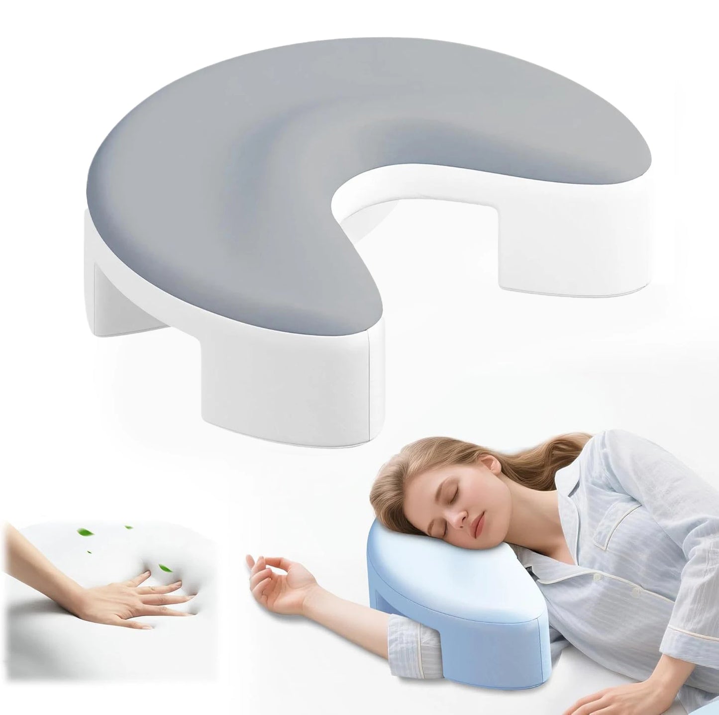 Side Sleeper Pillow with Arm Holes Ergonomic Memory Foam Support  Shoulder Neck Pain Relief Soft resilient Sleep-aid pillow