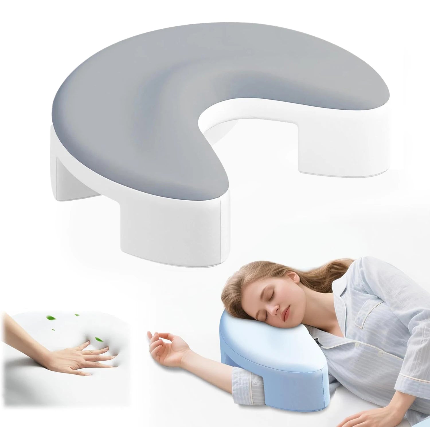 Side Sleeper Pillow with Arm Holes Ergonomic Memory Foam Support  Shoulder Neck Pain Relief Soft resilient Sleep-aid pillow