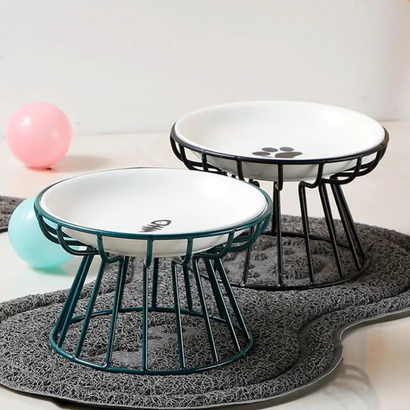 Ceramic Raised Pet Bowl Food Water Treats For Cat Stand Bowl Dogs Supplies Outdoor Feeding Drinking Accessories