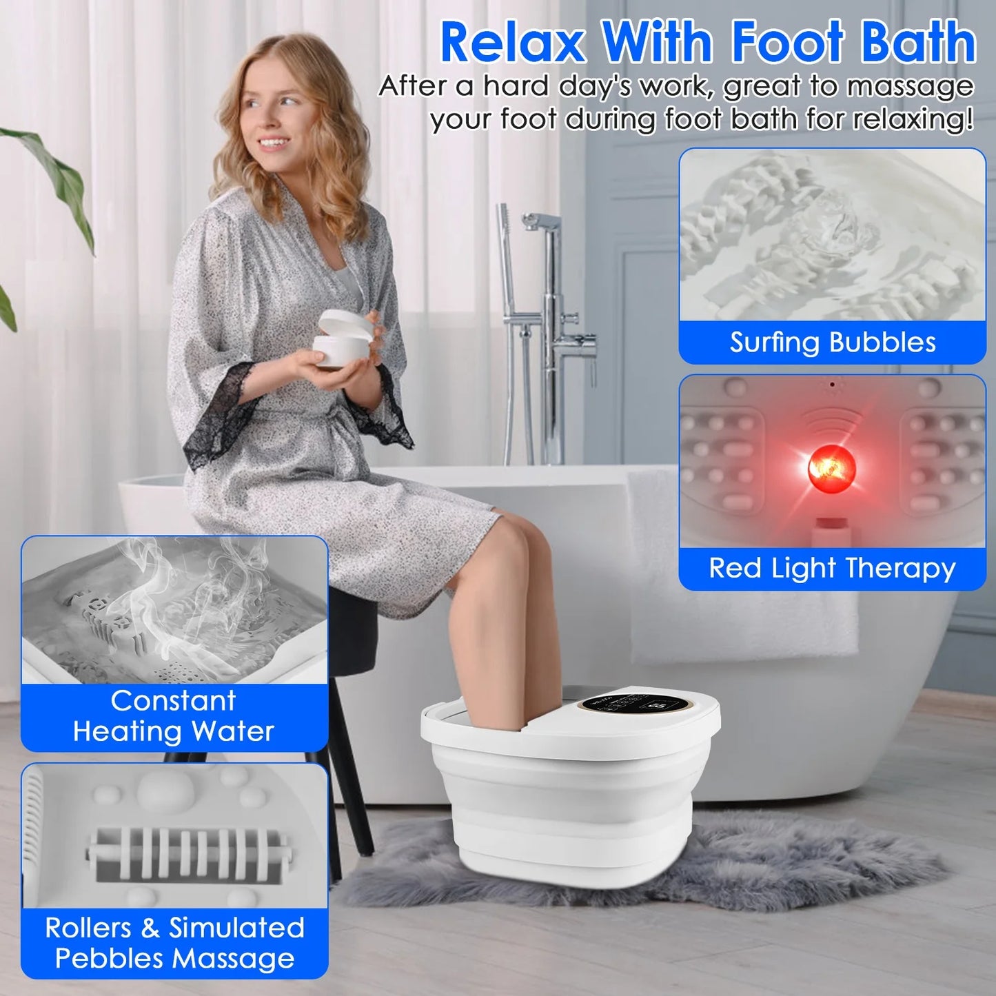 Electric Collapsible Foot Soaker Tub with Remote Control
