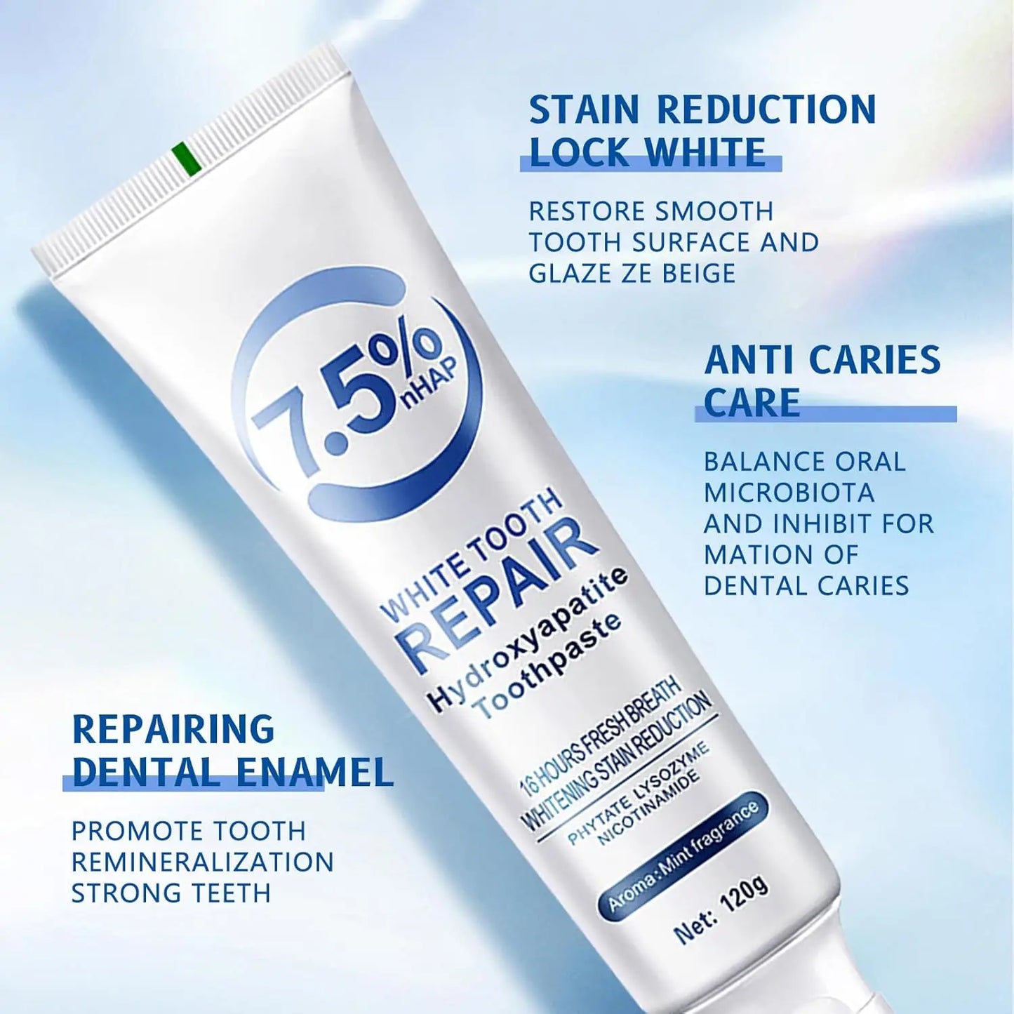 1/2/3Pcs Hydroxyapatite Toothpaste for Advanced Enamel Protection Tooth Strengthening Fresh Breath Deep Cleaning Care Toothpaste