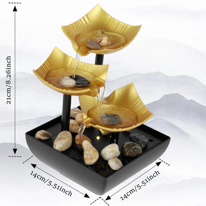 Tabletop Fountain Small Waterfall Fountain Desktop Decor With Light And Pebble USB Powered Sound Relaxation Fountain Ornament