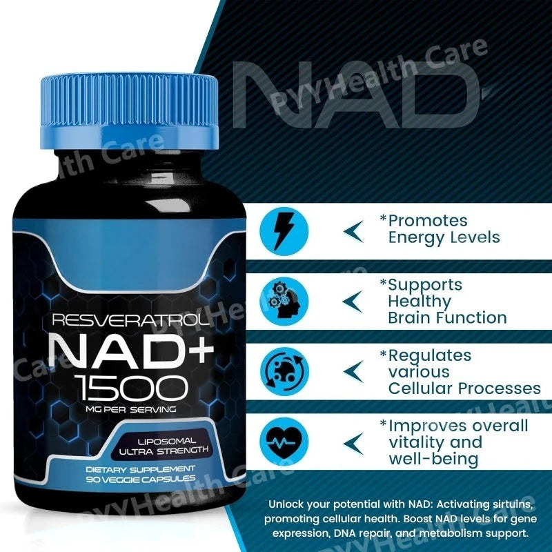 NAD Liposomal Supplement with Resveratrol Supports Healthy Metabolism Enhanced Energy & Cellular Support