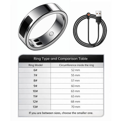 Smart Ring with Vibration Reminder, Call & Message Notification Ring, Silent Alerts, Health Tracking, Stress & Heart Rate