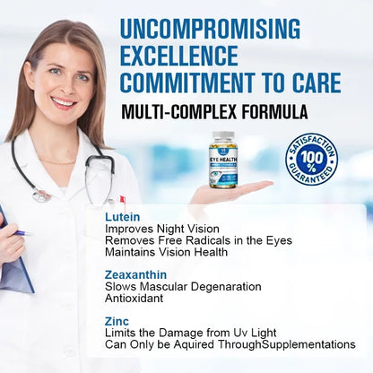 Yimiduk Eye Health Supplement, with Vitamins C & E, for Blood Vessels & Overall Ocular Wellness, Vision Sharpness, Gluten-Free