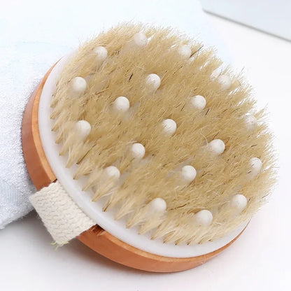 Dry Skin Wood Body Brush Exfoliation Natural Bristle Back Brush Massager Bath Shower Back Spa Scrubber Dry Massage Brush Tools