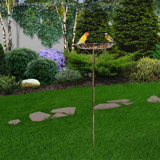 Bird Bath Bowl Garden Birdfeeder Heavy Duty Metal Easy Assembly Decorative