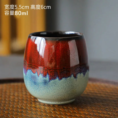 Small Espresso Mug Shot Glass, MasterKung Fu Tea Coarse Ceramic, Espresso Coffee Cups, Color Matching, Fambe,Italian, 80ml