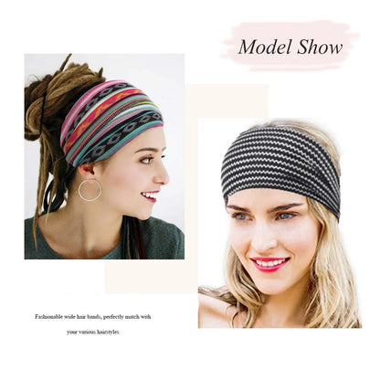 Boho Headbands Wide Knot Hair Scarf Floral Print Hairband Stretch Turban Headwrap Cotton Head Band Fashion Accessories for Women