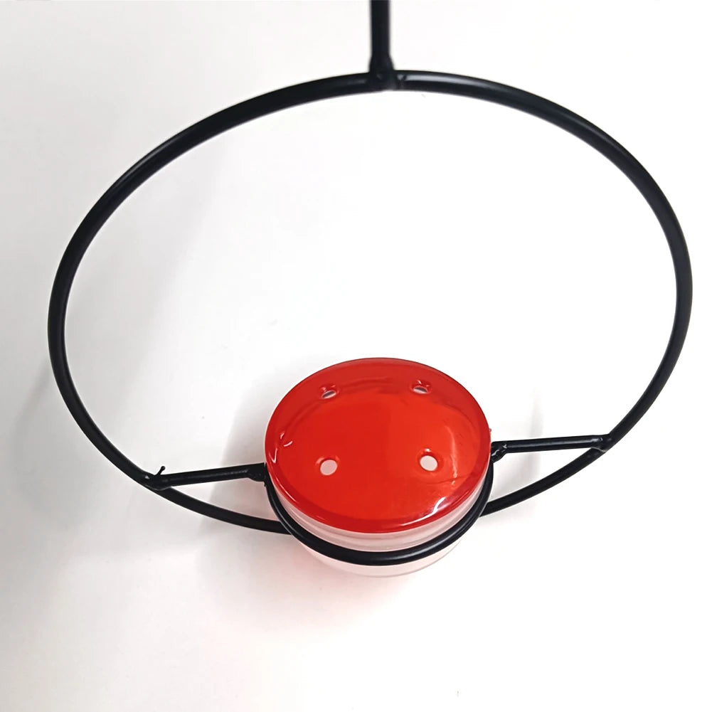 Circular Hanging Hummingbird Feeder Attract Birds Bird Feeder with Red Plastic Bowl for Outside Garden Backyard Patio Deck