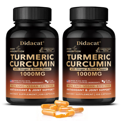 Organic Turmeric Curcumin with Black Pepper Extract - High Absorption Ultra Potent Supplement, Joint Support, 120 Capsules