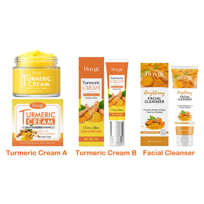 Turmeric Brightening Skincare Set Turmeric Cream & Facial Cleanser Reduces Dullness Moisturizing Soothing Anti-Wrinkle Skin Care