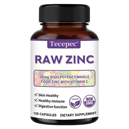 Zinc Supplement, Powerful Immune Support, Rich in Vitamin C, Adult Zinc Vitamins, Promotes Skin Health, Non-GMO, Gluten-free