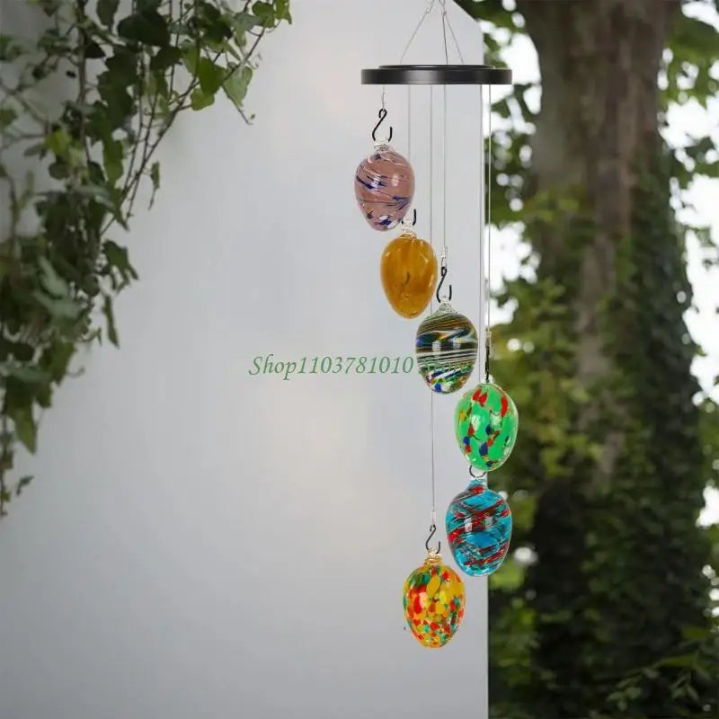 U55D Glass Wind Chimes for Outside Colorful Glass Wind Chimes Outdoor Glass Hanging