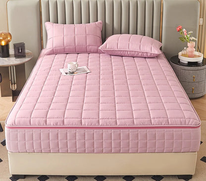 SRETNO 2026 New Upgrade 6-sided Fully Wrapped Fitted Sheet Polyester Cotton Brushed Mattress Protective Cover Zipper Disassembly
