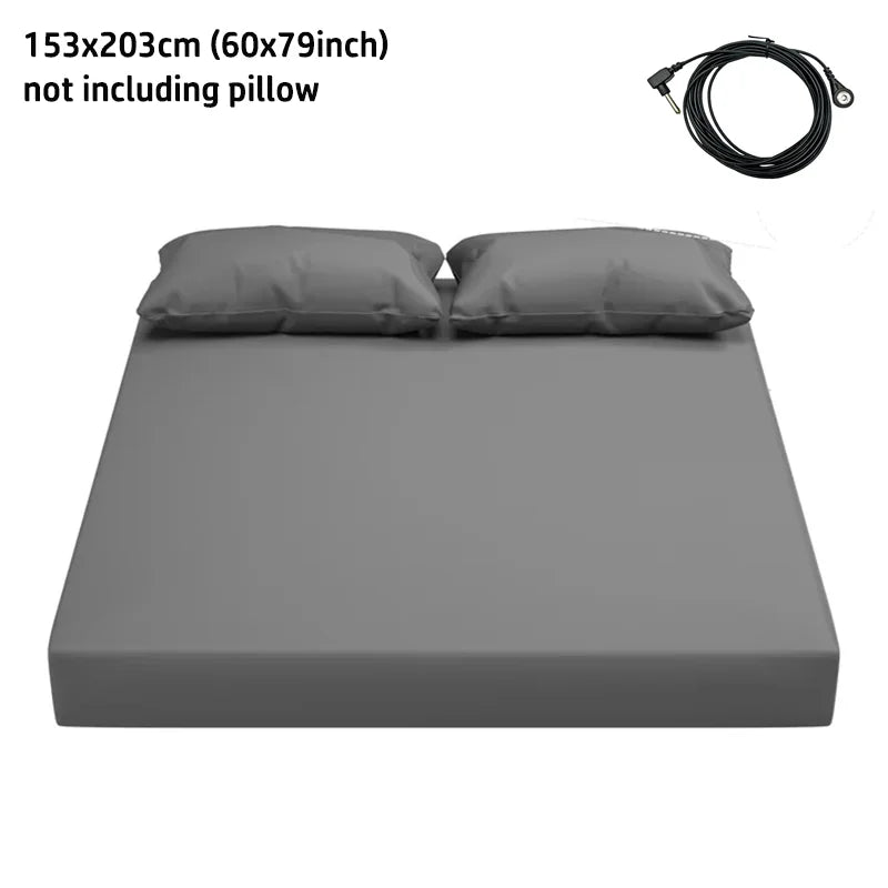 Grounding Sheet for Better Sleep - Cotton and Silver Conductive Fitted Sheet with Grounding Cord, Machine Washable for Twin