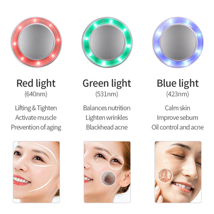 3 Colors LED Photon Therapy Hot Cold Hammer Cryotherapy Calm skin Warm Ice Heating Facial Machine Skin Lifting Tighten Device