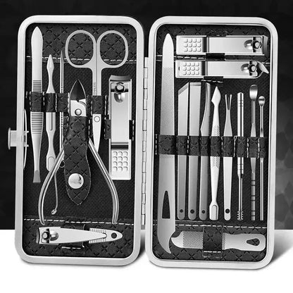 Nail Cutter Set Grooming Tool Set With Portable Case Manicure Art Tool Nails Cut Stainless Steel Nail Clippers Set
