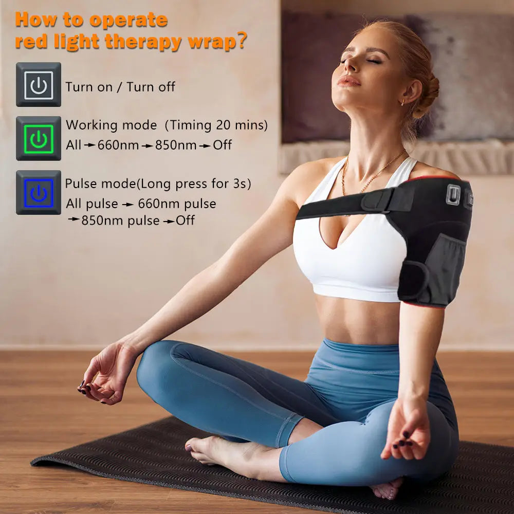 Red Light Therapy Shoulder Brace,660&850nm Infrared Wrap Therapy with Pulse device for Improve Joint Muscle Shoulder Pain Relief