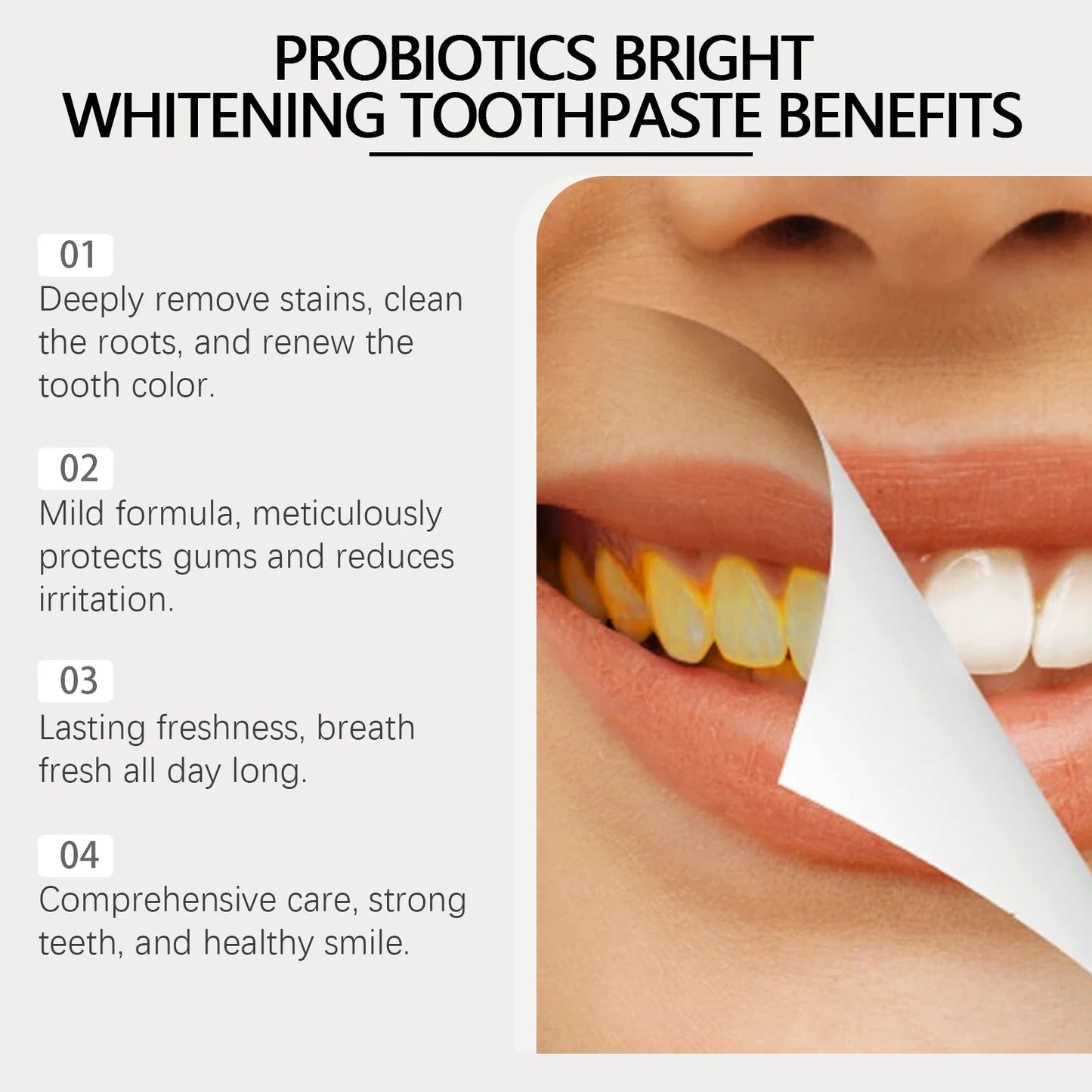 OralHoe Probiotic Whitening Toothpaste For Gentle Gum Care Teeth Stain Removal Fresh Sensitive Teeth Relief Daily Oral