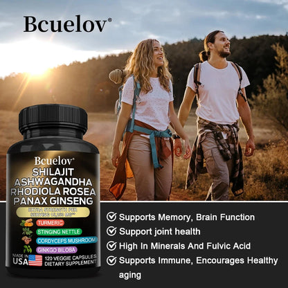 Shilajit Resin Himalaya Combination of Ashwagandha, Ginseng, Cordyceps, Ginkgo, Turmeric