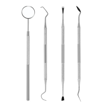 4pcs Stainless Steel Dentist Oral Tools Cleaning Flossing Tartar Removal Easy to Clean Not Easy to Break Dental Oral Mirror Care